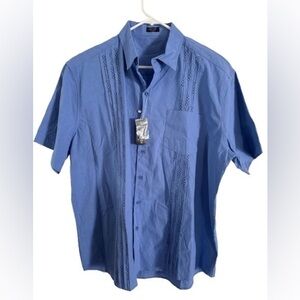 Coofandy Blue collared short sleeve with argyle detail button down size XL